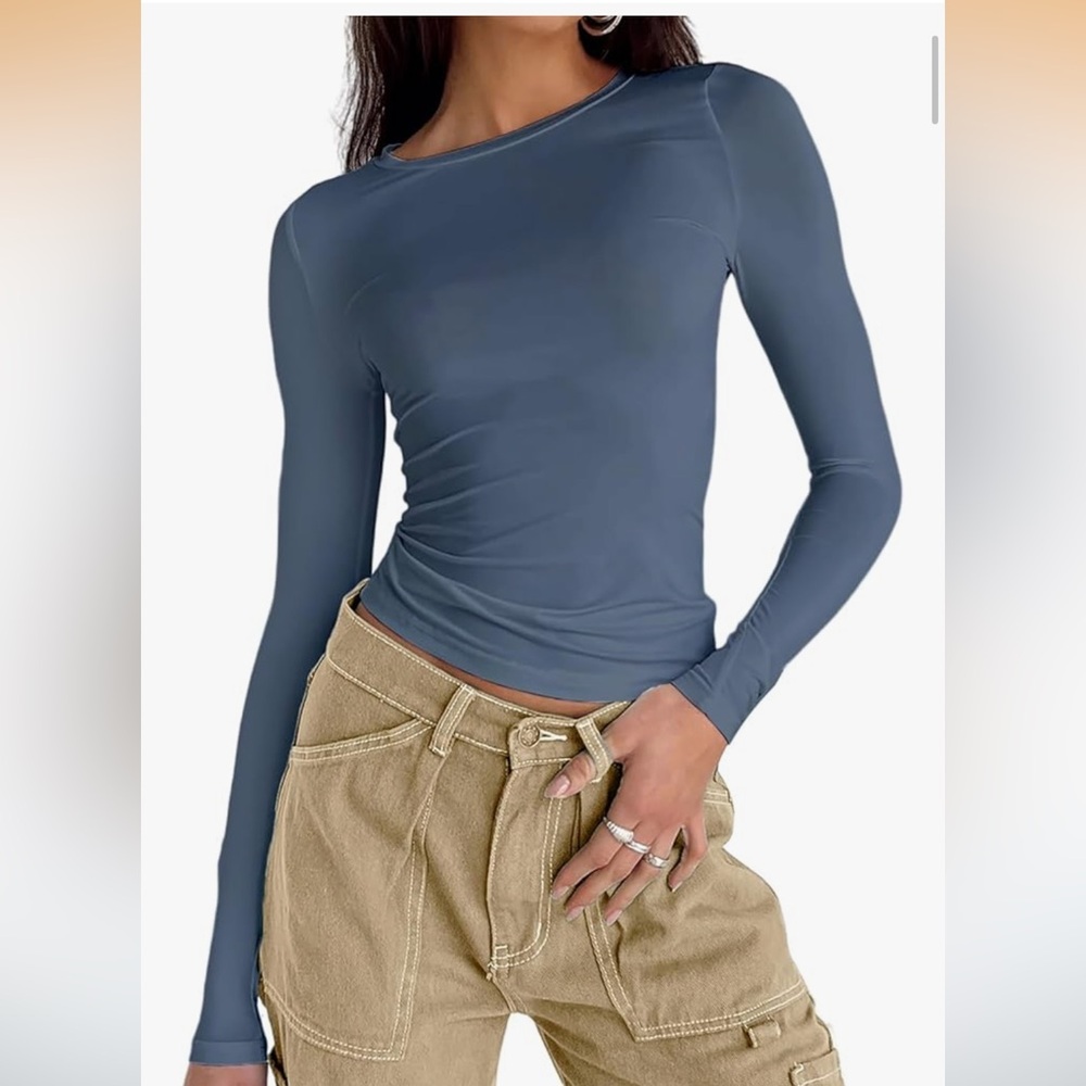ABARDSION Long Sleeve Haze Blue Top